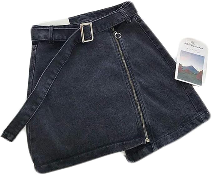 Amazon Feileiレディース デニム スカート ファッション 半身 ファスナー ハイウエスト ミニ スカートベルト付き スカート 通販