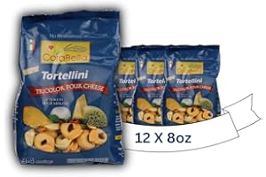 Corabella Classic Italian Tricolor Tortellini Pasta - Non GMO | Pure Cheese Tortellini Pasta | Fresh Cheese Tortellini Pasta | Premium Ingredients Made In Italy - 8.8 oz (Pack of 12)