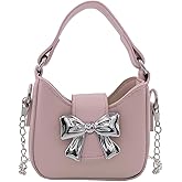 ANKOMINA Cute Bow Mini Crossbody Purse for Little Girls PU Leather Chain Shoulder Bag with Top Handle for Casual Party Gifts