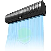 HXCOCKCROW 36’’ Air Curtain for Doors Commercial,【New Upgrade】 Matte Black Air Door Fan with Door Magnetic Switch for Home Restaurant Shop Garage, 2-Speed Indoor Curtain Fan, High Power & Slim