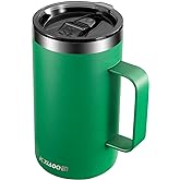 KXIAOCHEN 20oz Insulated Coffee Mug with Lid, Stainless Steel Coffee Cup, Double Wall Vacuum Coffee Tumbler with Handle, Premium Thermal Travel Coffee Mug (Emerald)
