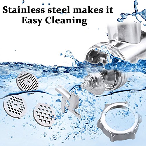 Meat Grinder Electric Stainless Steel Sausage Maker, Meat Mincer Sausage Stuffer with Grinding Plates for Home Use (White)