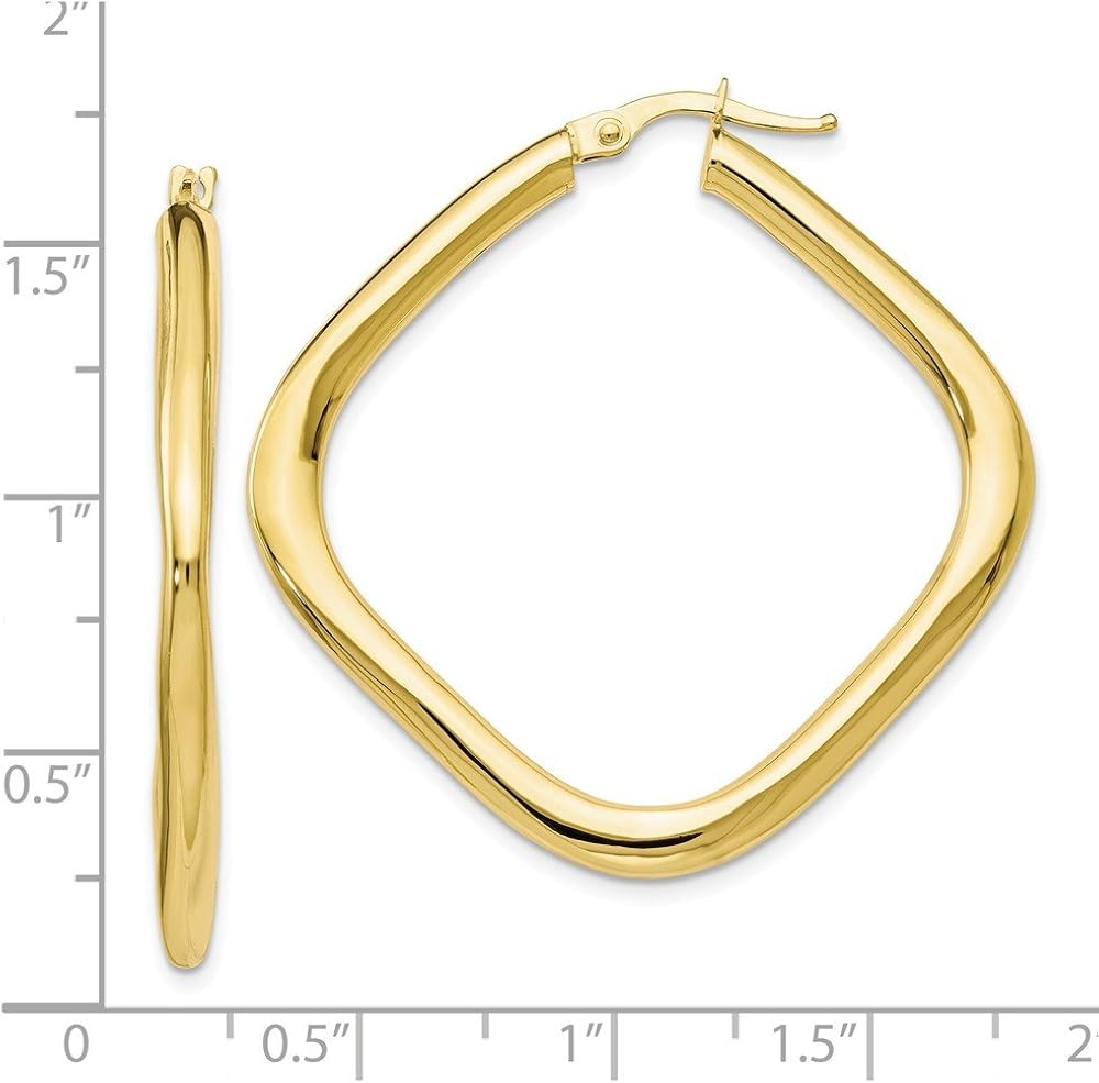 Leslies 10k Polished Large Princess Square Hoop Earrings Earrings Jewelry