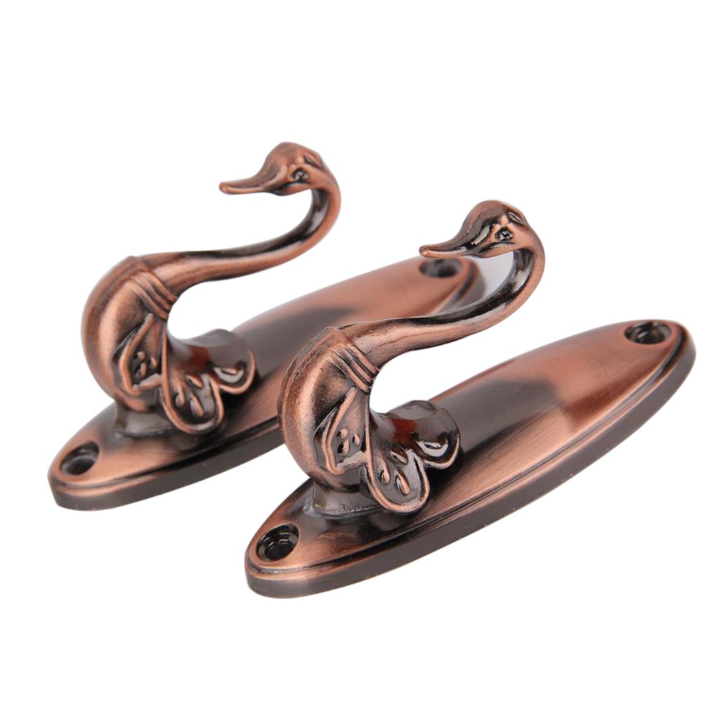 NUOLUX 2psc Swan Style Curtain Tieback Hooks - Antique Brass