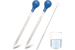 ITISMUNGO 2 Pcs Glass Dropper Pipettes 10ml, Upgraded Graduated Measuring Droppers with Rubber Bulbs & Cleaning Brush, Reusable Glass Calibrated Pipettes for Laboratory, Food, Medicine, Research & Teaching