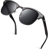 GQUEEN Retro Semi Rimless Polarized Sunglasses Men Womens UV400 Shades GQO6 | Lightweight Frame, Adjustable Nose Pads, Vintage, Driving, Fishing, Running, Golfing, Travelling, Sun Glasses