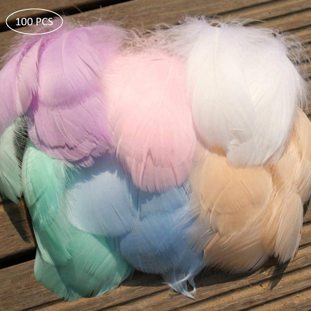 100 Plumas de Ganso Hechas a Mano FOONEE Plumas de Colores Blanco