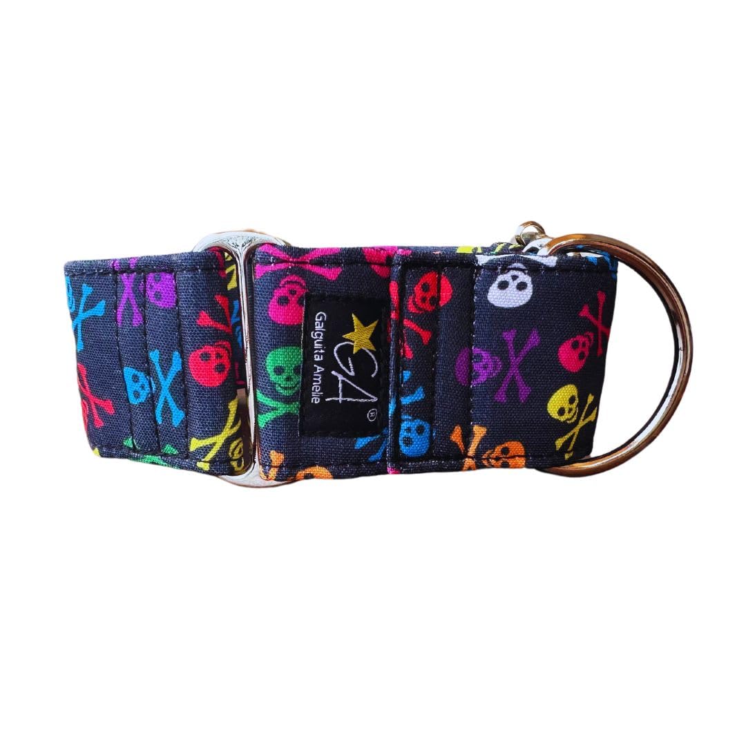 Amelie Galguite, 5 cm Size M (30 – 39 cm), Collar for Dogs. Skulls