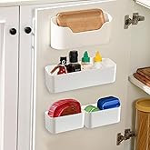 Wonderjune 4 Pack Adhesive Cabinet Door Organizer, Lid Organizer Wall Mounted Pantry Door Organizer Bin Holder for Lid Wall Organizer for Kitchen RV Bathroom (Classic,Same Size)