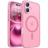 CANSHN Magnetic for iPhone 16 Case, Upgraded [Full Camera Protection] [Compatible with Magsafe] [Translucent Matte] Shockproof Protective Phone Case for iPhone 16 - Pink
