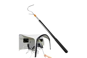 LANTONGJIANPP Pole with Hook, Telescoping RV Awning Carefree Parts Opener Puller Reach Rod Hook for Tent Shelter Camper Canopy Grabber Clamps Attic Pull Down, Extendable from 16" to 60" with Multi-Section Locking