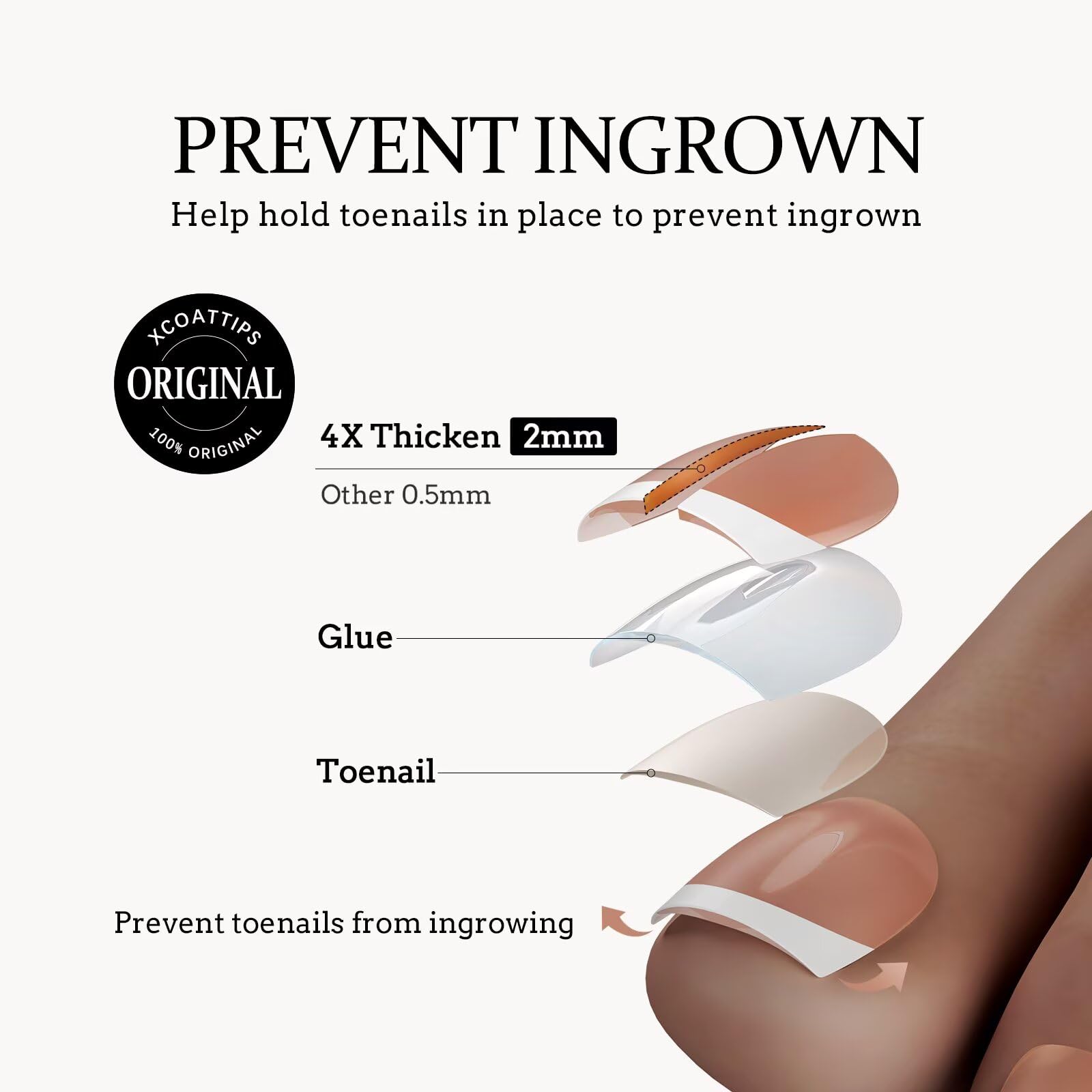 BTArtboxnails XCOATTIPS Toe Nail Tips - French Toe Nail Press Ons Short, 160Pcs Brown Soft Gel Toe Nail Tips, Soak Off Press On Toenails for Women - Image 7