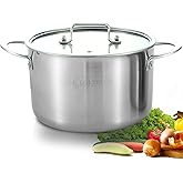 LOLYKITCH Tri-Ply Stainless Steel 5 QT Stock Pot with Lid, Induction Cooking Pot,Soup Pot,Compatible with All Stoves,Oven and Dishwasher safe.