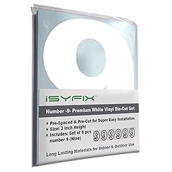 iSYFIX White Vinyl Number 9 (Nine) Stickers - 6