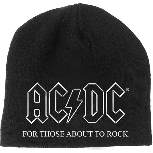 AC/DC Let There Be Rock Official Beanie Hat - Black, Embroidered Logo, One Size Fits Most - View #4