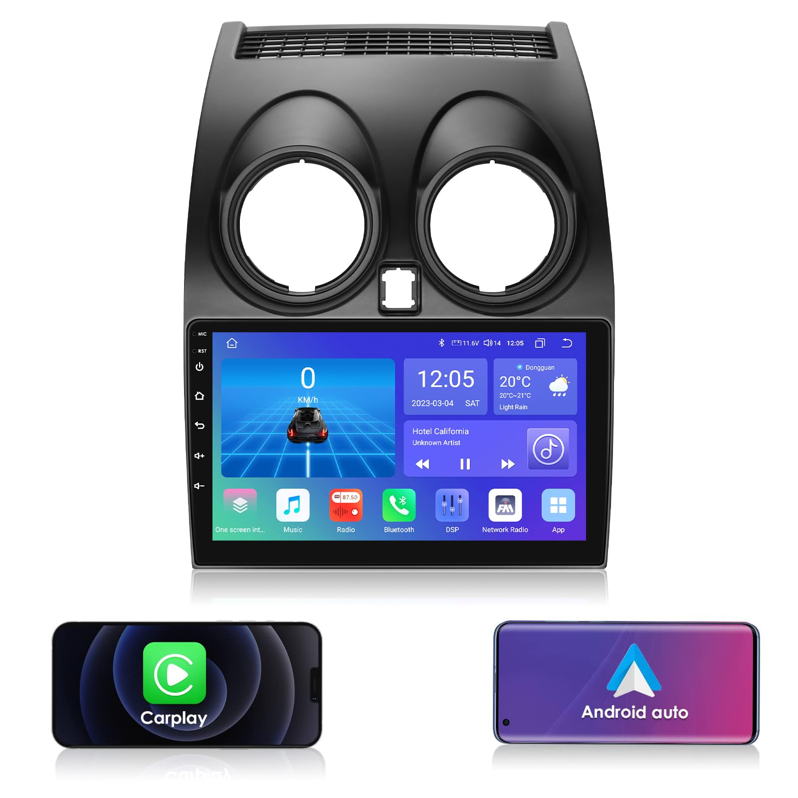 Ossuret Android 12 Car Radio Stereo fits for Nissan Qashqai J10 (2006-2013), 6+64GB GPS Navigation with QLED Touchscreen Carplay Bluetooth5.0 4G LTE SWC Wifi DSP RDS