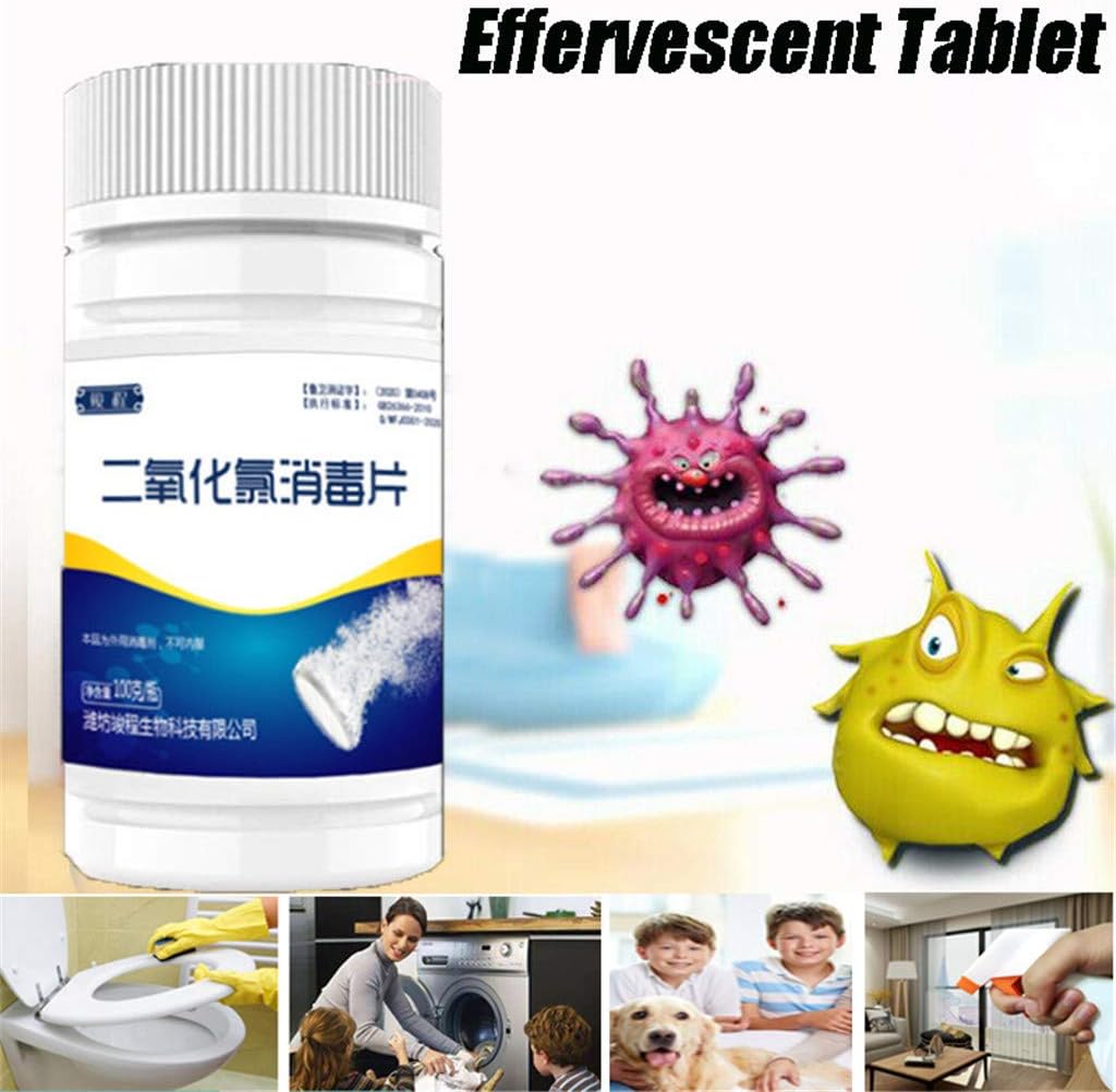 200PCS/2Bottle Convenient Disinfectant Pills Effervescent Tablets,Clothing Bleaching Pool Floor Household Cleaner Disinfection Handmade Spray Containing Chlorine Liquid,Indoor Daily Cleaning