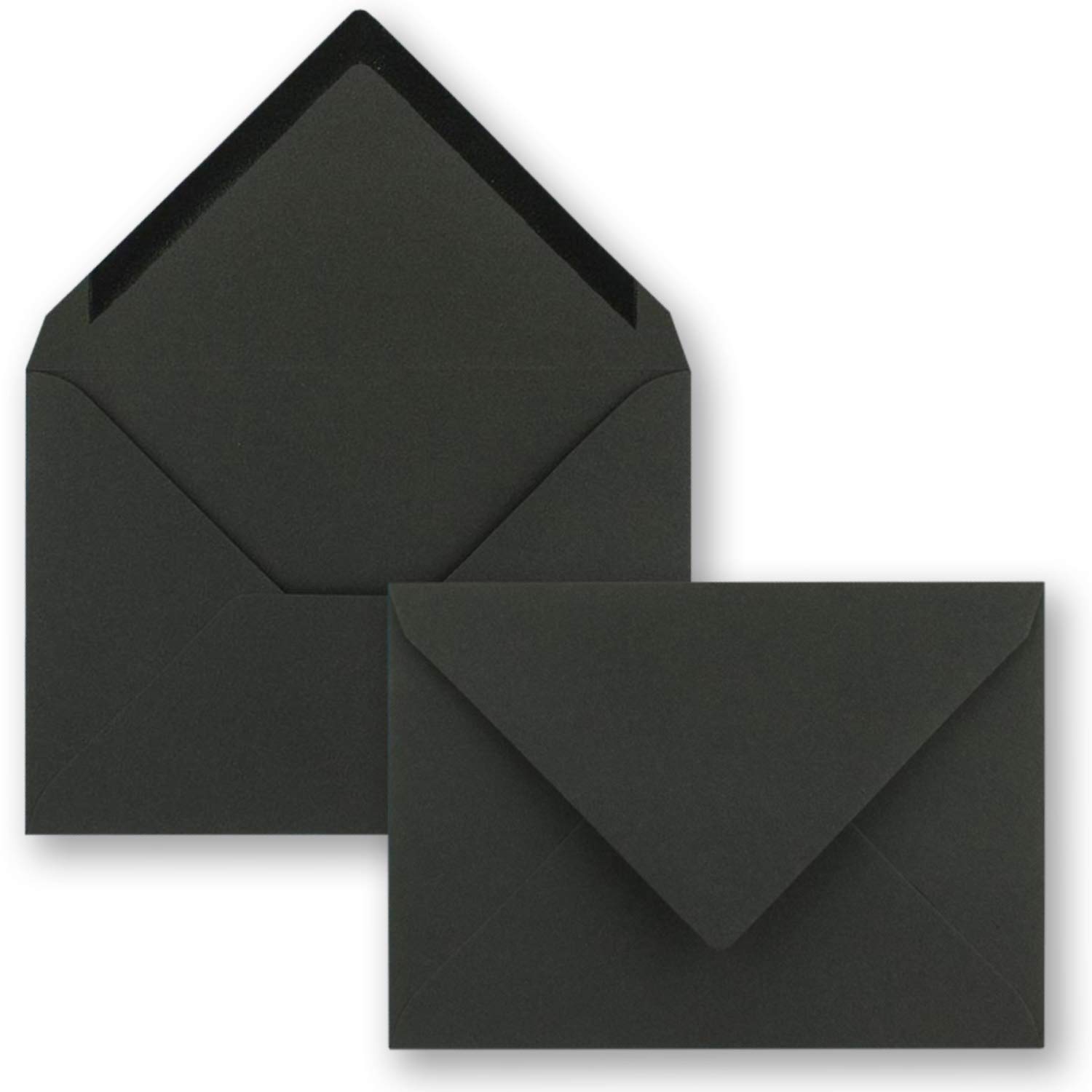 FarbenFroh® Envelope with Pointed Flap, DIN C7, Wet Seal, Small Blank Envelopes, Mini Envelopes, Ideal for Christening, Birth, Christmas and Gift Cards 50 Pieces 390 - Black