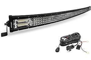 OEDRO 52Inch 1525W Curved LED Light Bar Quad-Row Spot Flood Combo Led Work Lights Off Road Driving Fog Lamp with Wiring Harness, Fit for Pickup Jeep SUV 4WD 4X4 ATV UTE Truck Tractor (12/24V)