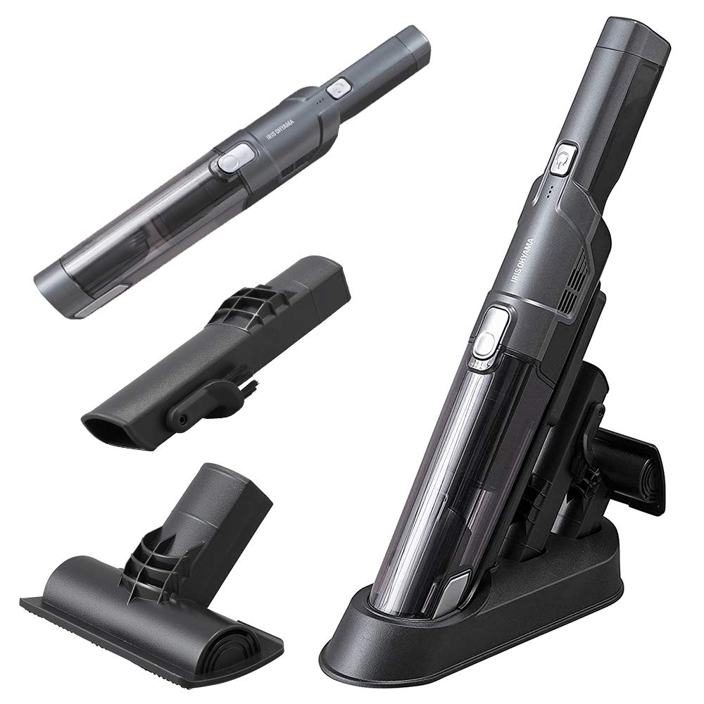 アイリスオーヤマ 掃除機 コードレス ハンディ クリーナー 車用 パワフル 吸引 コンパクト 軽量 500g スタンド 充電 IC-H50-B ブラック 5.6×5.7×40.2cm商品画像