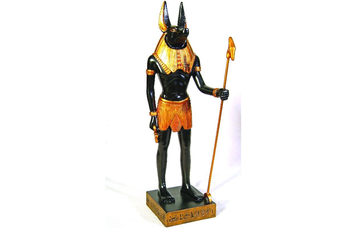 11.88 Inch Gold and Black Color Egyptian Anubis Dog Standing Figurine