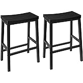 HOOBRO Bar Stools, Set of 2 Bar Chairs, 23.6 Inch Saddle Stools, Kitchen Counter Stools with Footrests, Industrial for Dining Room, Kitchen, Counter, Black BB02MD01