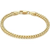 KYAYE 14K Gold Plated Bracelets for Men Cuban Link Chain for Mens Non Tarnish Dainty Charm Bracelet Gift with Lobster Clasp Gold Plated Jewelry 6.5/7/7.5/8/8.5in
