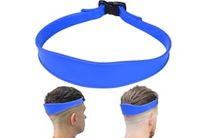 FOWSRHRG 1PC Neckline Shaving Template for DIY Self Haircutting, Adjustable Hair Trimming Guide, Silicone Curved Haircut Band for Cleaning Straight Neck Hairline (Blue)