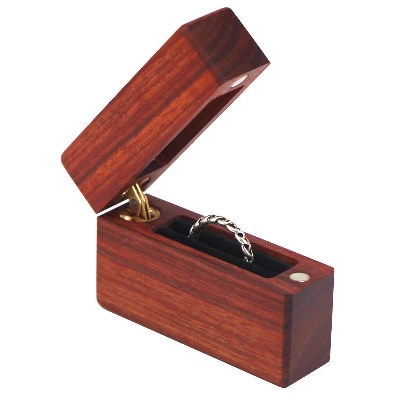 UOOOM Wood Ring Box Portable Jewelry Box (Red)