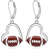 Talonior Football Earrings for Women Basketball Volleyball 925 Sterling Silver Rugby Ball Sport Earrings Dangle Drop Small Jewelry Gifts for Sport Lovers
