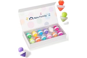 NewFamily Dustless Chalk for Kids-Non-Toxic Washable Sidewalk Chalk with Holder | Mess-Free Fun Play for Classroom & Home | Toddler-Friendly Outdoor Art & Blackboard Drawing