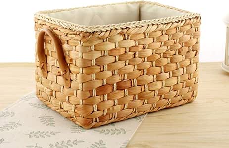 ZTCP Caja de Almacenamiento Tejida a Mano de maíz Cesta de Acabado