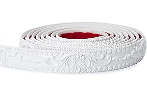 Yuzzy Self-Adhesive Flexible Molding Trim,10 Feet x 1.4 inch Peel and Stick Wall Trim 3D Wall Edging Strip Molding Ceiling Molding Mirror Frame Trim(White)