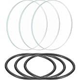 PATIKIL 1.1" Dia LED Lens, 3 Set Polished Edge Flashlight Glass Lens with Silicone Ring for Light Source Lens Replacement, Transparent, Black