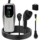 CHARGEHERE Portable Level 2 EV Charger (32A, 25ft), 240V NEMA 14-50 Plug, IP66 Waterproof J1772 EVSE Charging Station for All J1772 EVs (Tesla Needs Adapter)