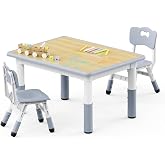 Brelley Adjustable Toddler Table and Chair Set, 31.5" L x 23.6" W Grey | Table Supports 300 lbs, Drawing Activity Desk, Classroom/Daycare/Home, Children Multi-Activity Table for Ages 3-8