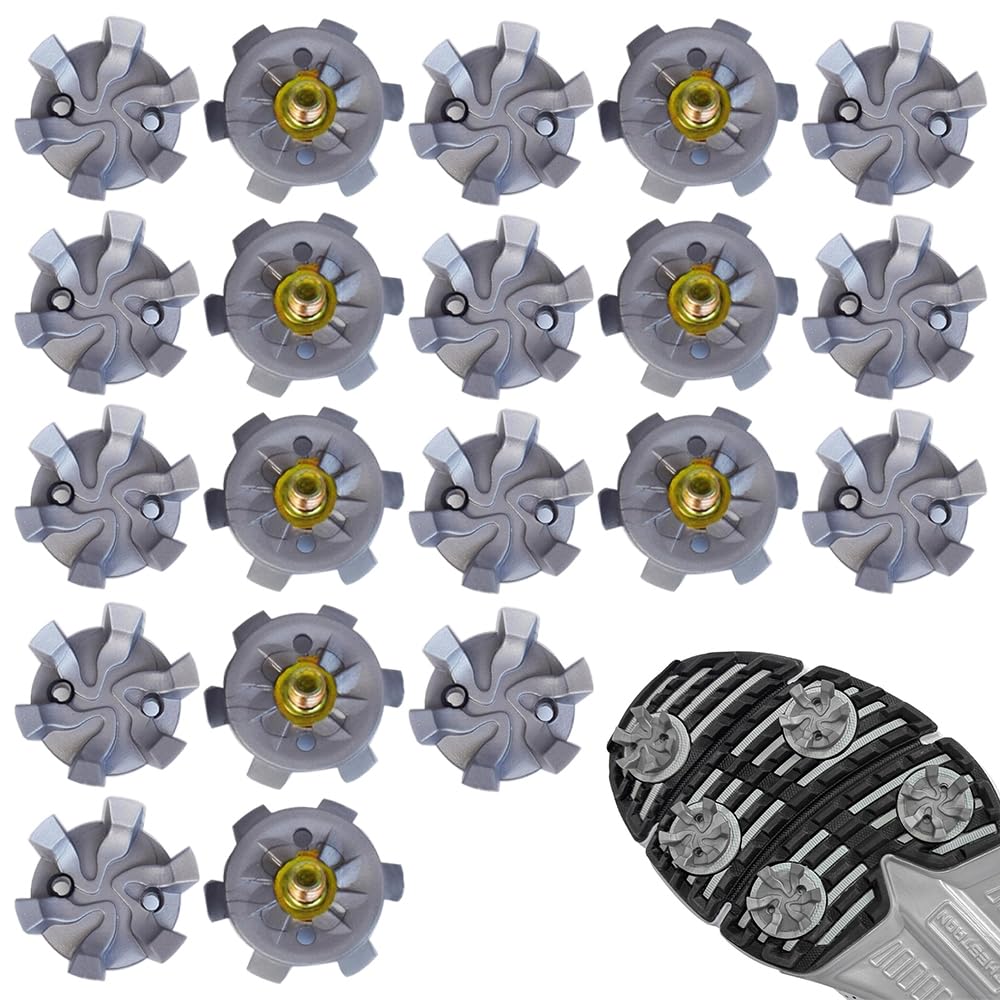 20 PCS Universal Golf Shoe Cleats with Metal Threading - Gray Cricket Shoe Cleats