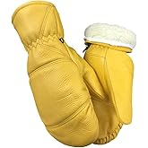 NORTH STAR Unisex Grain Deerskin Removeable Liner Chopper Mitten, Tan/Yellow. 53T