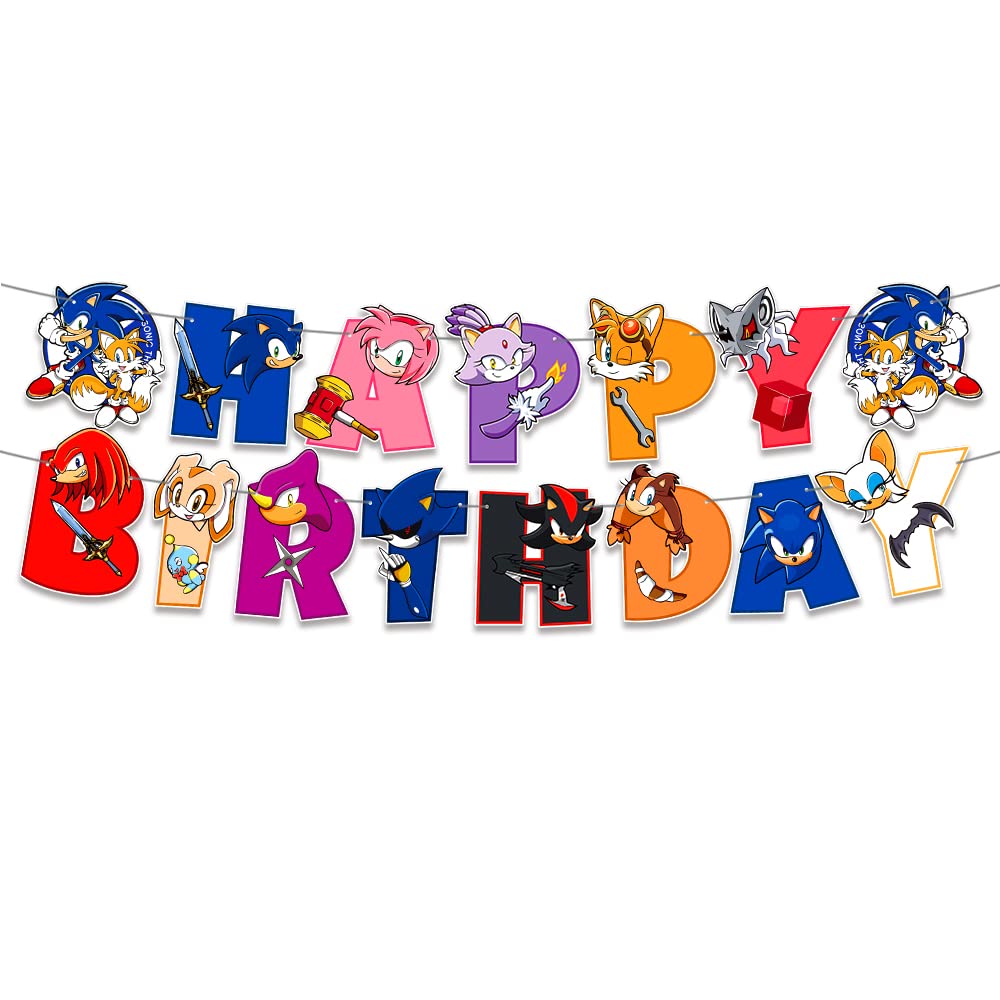 Sonic The Hedgehog Party Supplies Kids Happy Birthday Banner Decors
