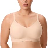 DELIMIRA Inbarely Lift Wireless Full Coverage Bras | No Underwire, No Padding Unlined, Plus Size, Seamless, Tshirt Bra, Everyday Bralette, for Women