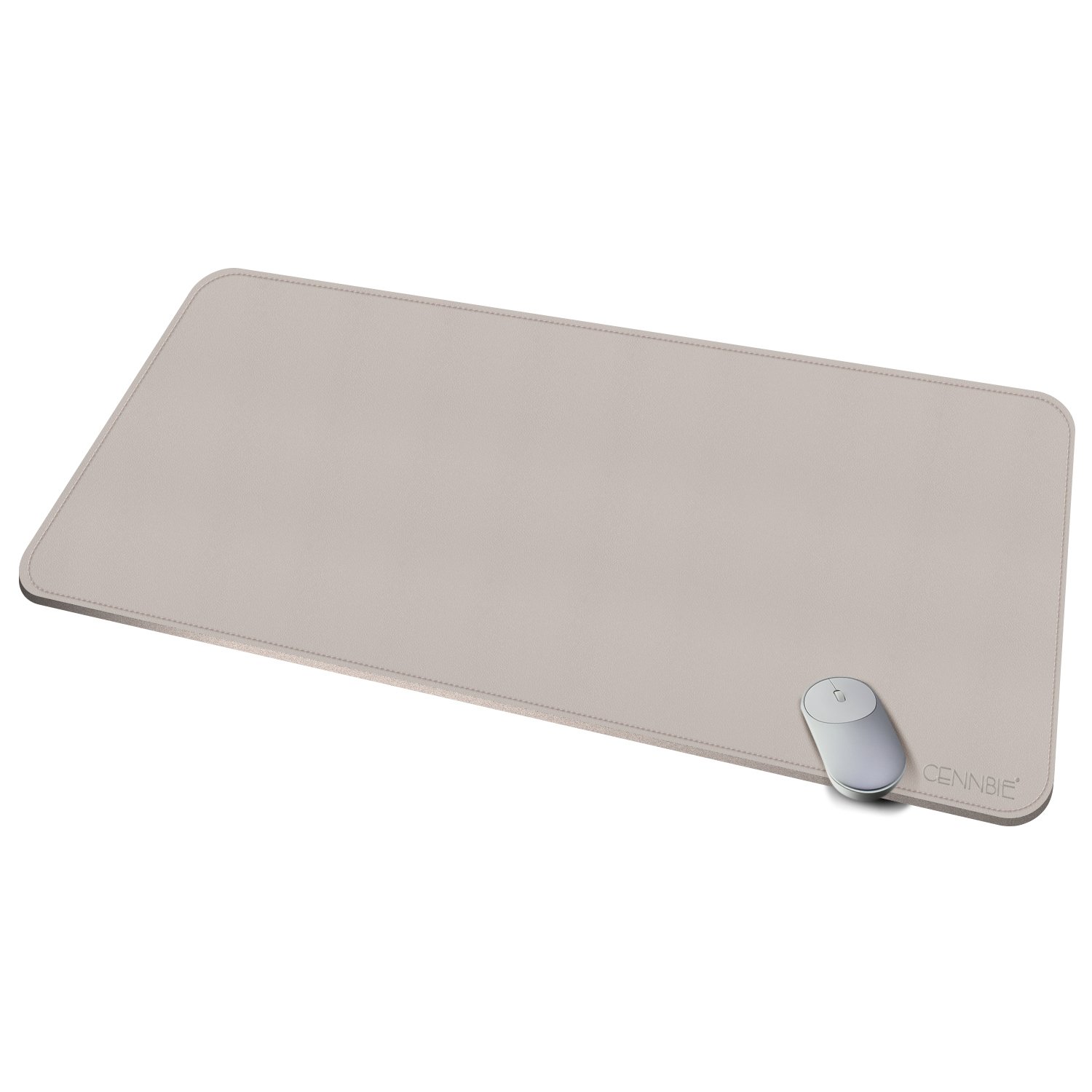 CENNBIE Leather Desk Mat,100X50cm Extra Large Desk Pad Blotter Protector, Extended Non-Slip Mouse Pad, Waterproof PU Leather Desk Mat on top of desks Large for Office and Home (Cream)