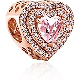 Annmors Rose Gold Charms for Bracelets 925 Sterling Silver Dangle for Women Bracelet & Necklace Pendant