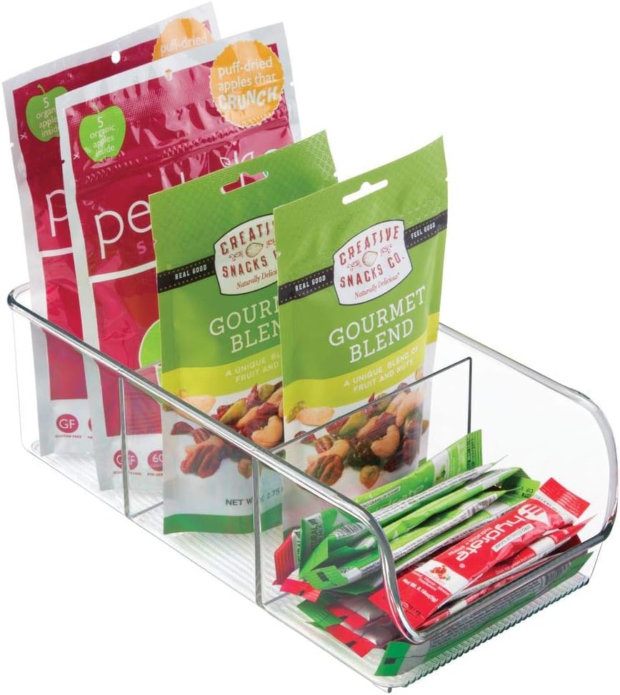 mDesign Plastic Food Packet Kitchen Storage Organizer Bin Caddy - Holds Spice Pouches, Dressing Mixes, Hot Chocolate, Tea, Sugar Packets in Pantry, Cabinets or Countertop - 2 Pack - Clear: Kitchen & Dining