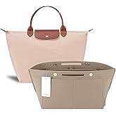 ZTUJO Purse Organizer Insert for le pliage, Compatible with Longchamp Le Pliage Top Handle S/M,Shoulder Bag S/L (Beige, Small For Handle S)