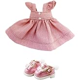 niannyyhouse OB11 1/12 BJD Doll Clothes Dress Bunny Shoes 4.3in Action Figures Doll Dressup (Pink)