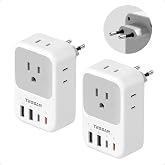 TESSAN European Travel Plug Adapter 2 Pack, PD 20W Adapter for Europe Plug | 4 AC Outlets, 4 USB (2 USB C), Type C Adaptor, US to Europe, Italy, Spain, France, Portugal, Greece, Iceland, Germany