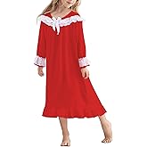 uideazone Girl Nightgowns Lace Print Sleepwear Lightweight Nightdress Soft Princess Pajamas Dress 4-12 Years