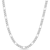 OCHCOH 925 Sterling Silver Clasp 2.5/3/4/5mm Figaro Chain for Men Women Diamond Cut Silver Chain Necklace for Men Women 16, 18, 20, 22, 24, 26, 28, 30 Inches