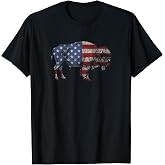 Vintage Retro Bison American Flag Buffalo Simple T-Shirt