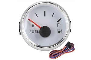 Acouto Marine Boat Tank Level Gauge Indicator,52mm/2in Tank Level Gauge 0-190ohm Pointer Meter for Marine Boat Car(White Dial